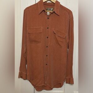 The Territory Ahead 100% Silk Textured Button Up Shirt Rust Orange Men’s MT